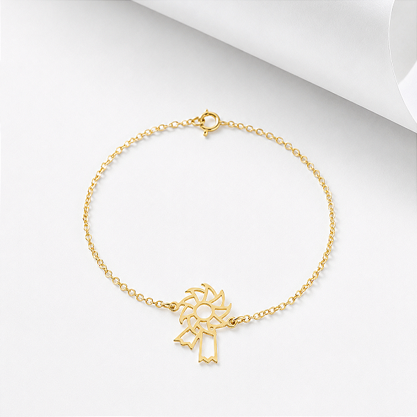 Pulseira escarapela prata 925 banhada a ouro 18k.