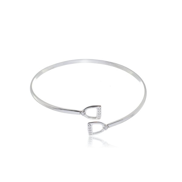 Bracelete estribo duplo cravejado prata 925