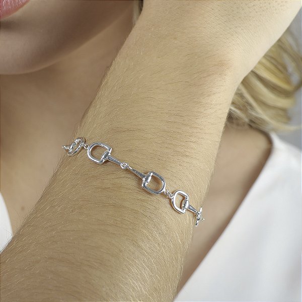 Pulseira 3 bridões  mini prata 925