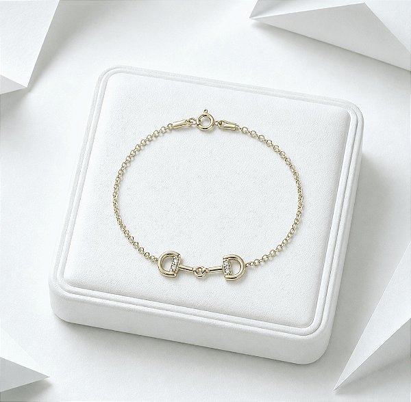 Pulseira bridão baby cravejado prata 925
