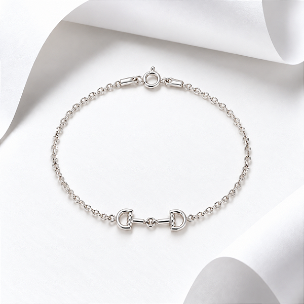 Pulseira bridão baby cravejado prata 925
