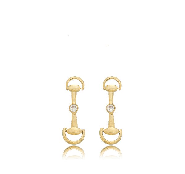 Brinco bridao pendente ponto de luz prata 925 banhado ouro 18k