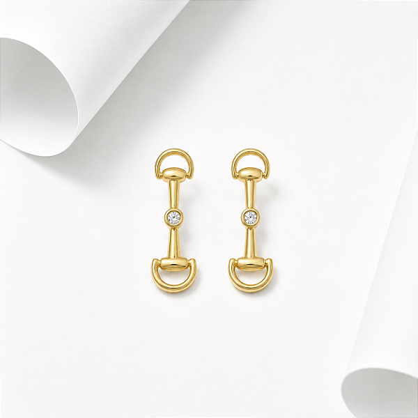Brinco bridao pendente ponto de luz prata 925 banhado ouro 18k