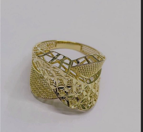 Anel diamantado prata 925 banhado a ouro 18k