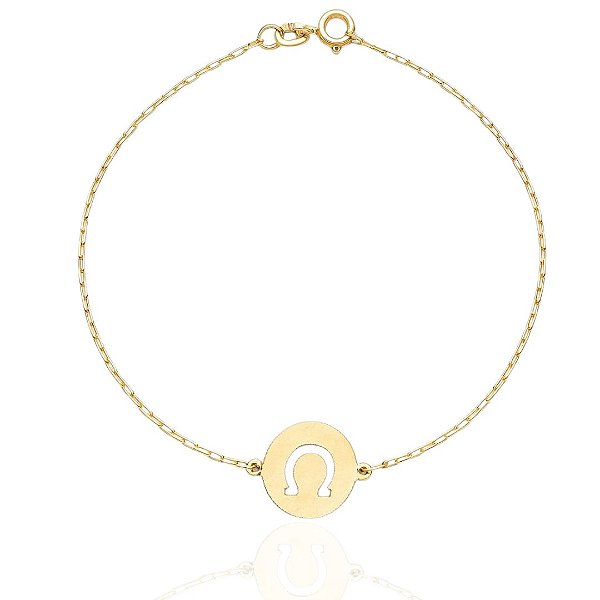 Pulseira mandala ferradura vazada ouro 18k