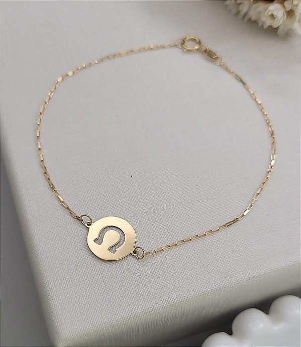 Pulseira mandala ferradura vazada ouro 18k
