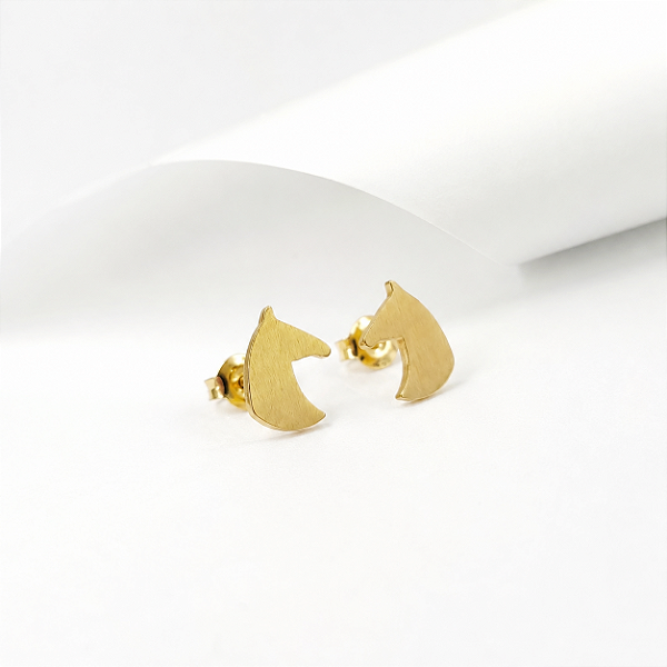 Brinco mini cabeça cavalo ouro 18k