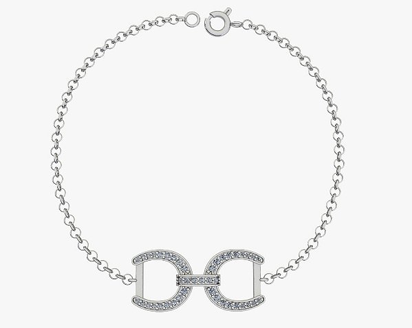 Pulseira bridão cravejado prata 925