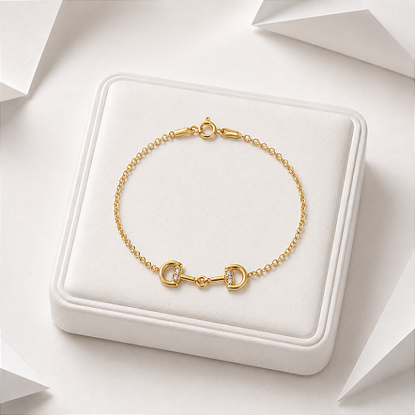 Pulseira Bridão mini prata 925 banhado a ouro