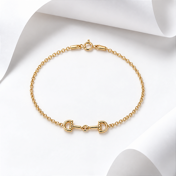 Pulseira Bridão mini prata 925 banhado a ouro