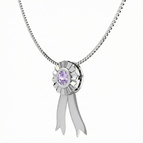 Colar escarapela lilas prata 925