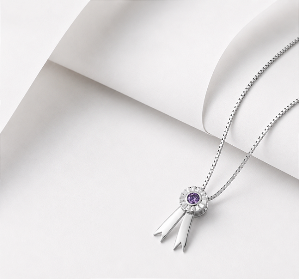 Colar escarapela lilas prata 925
