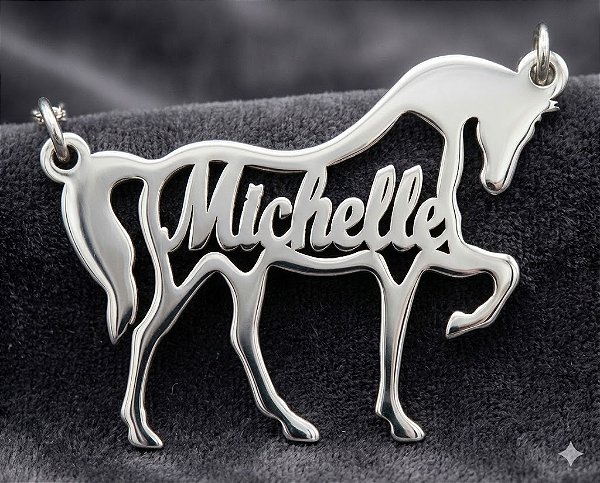 Colar cavalo personalizado com nome prata 925