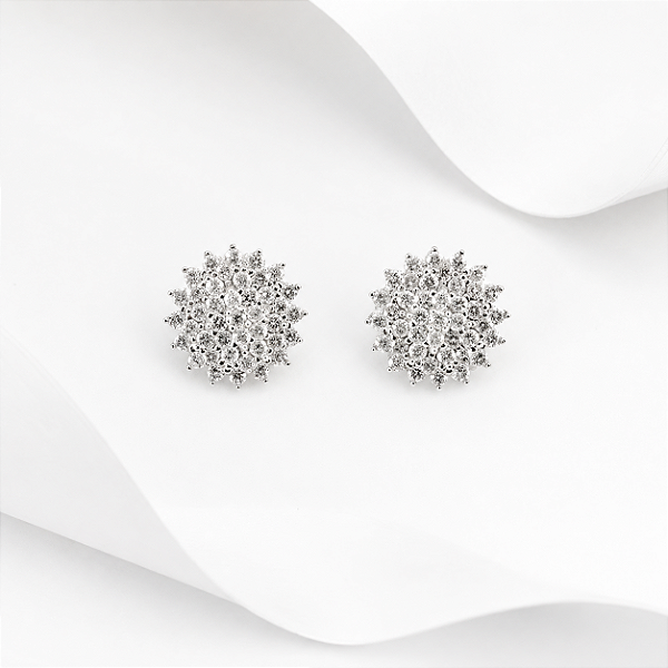 Brinco chuveiro zirconia cravejada prata 925