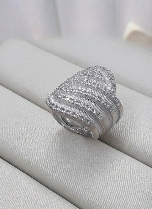 Anel max zirconia cravejada prata 925
