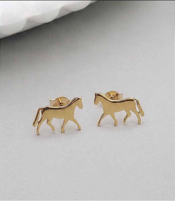 Brinco cavalo prata 925 banhado a ouro