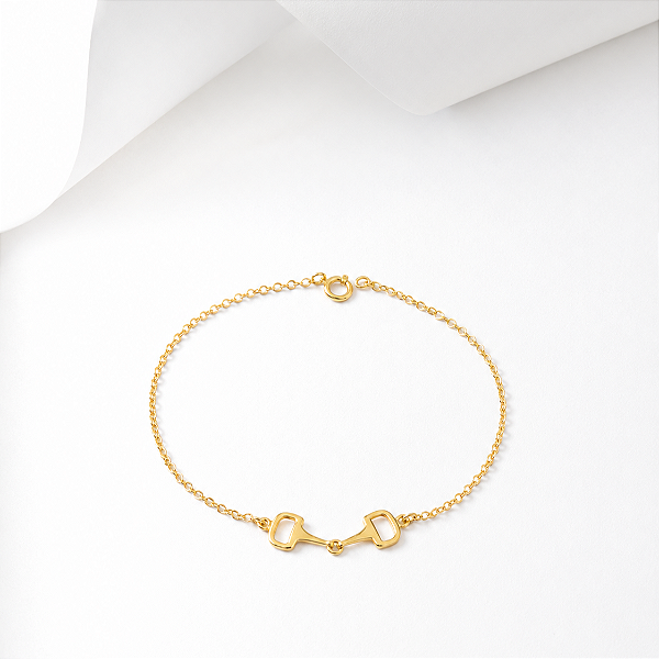 Pulseira mini bridao quadrado prata 925 banhado ouro