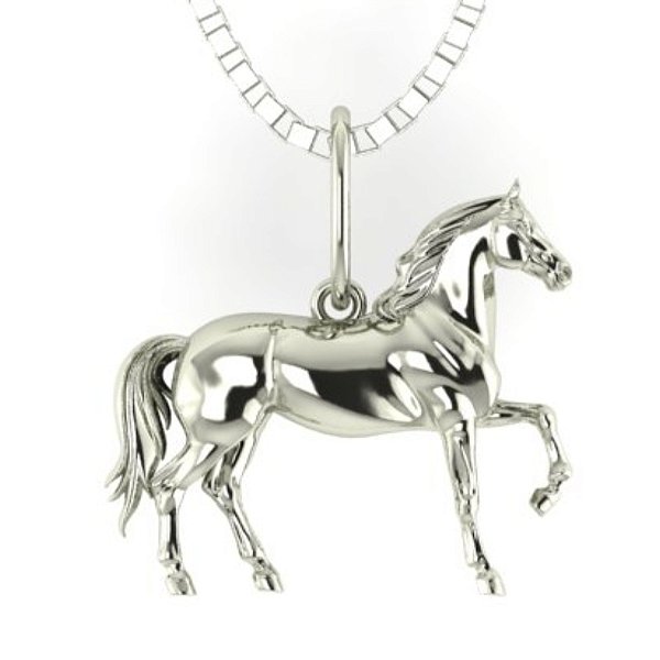 Colar cavalo 3d em prata 925