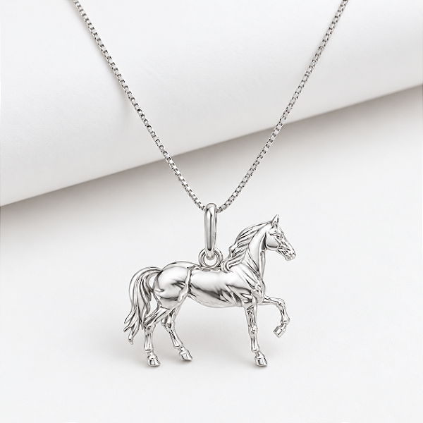 Colar cavalo 3d em prata 925