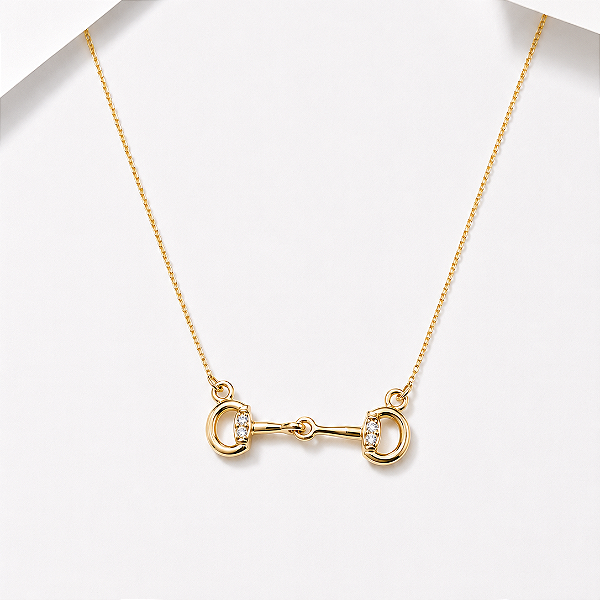 Colar bridão baby cravejado em ouro 18k