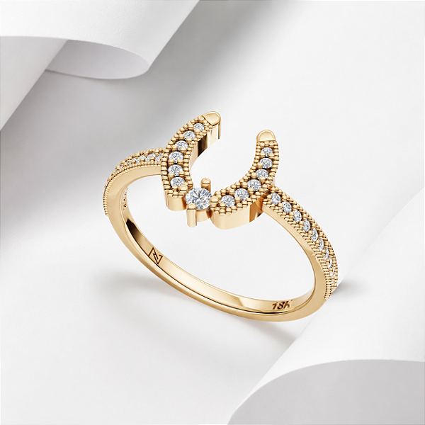 Anel ferradura Éclat prata 925 banhado a ouro 18k
