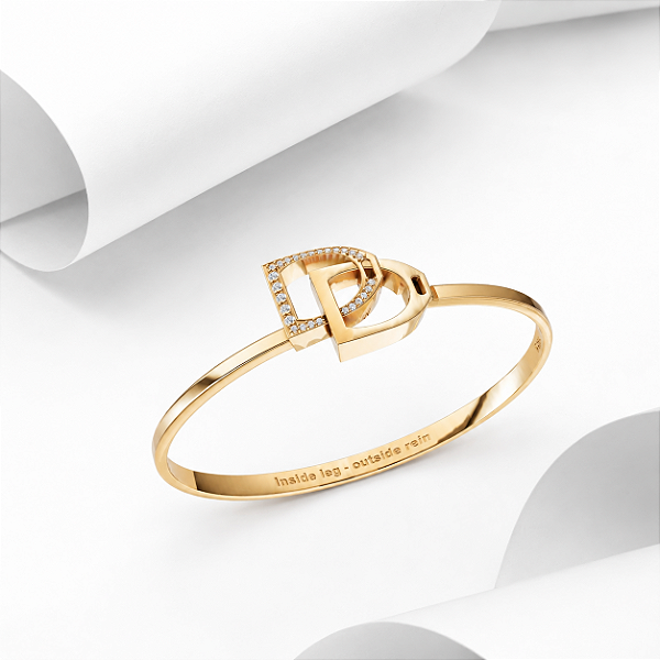 Bracelete estribo twins prata 925 banhado a ouro 18k