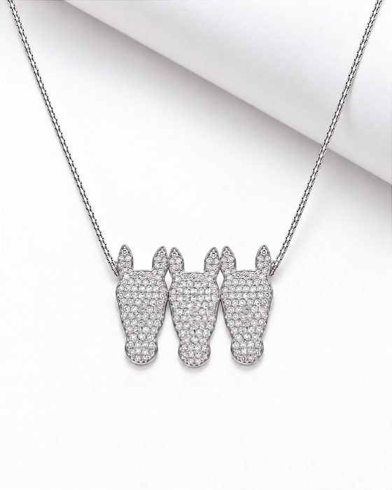 Colar Équos triade zirconia cravejada prata 925