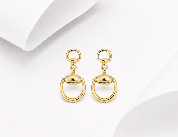 Brinco bridão prata 925 banhado ouro 18k