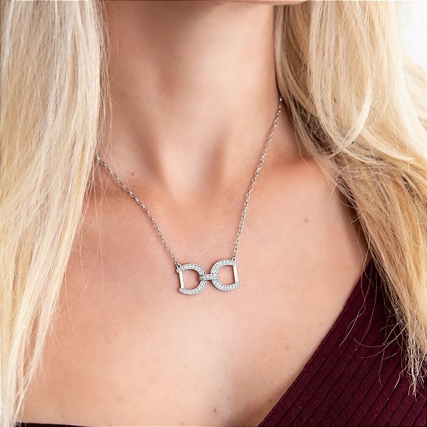 Colar bridão zircônia prata 925