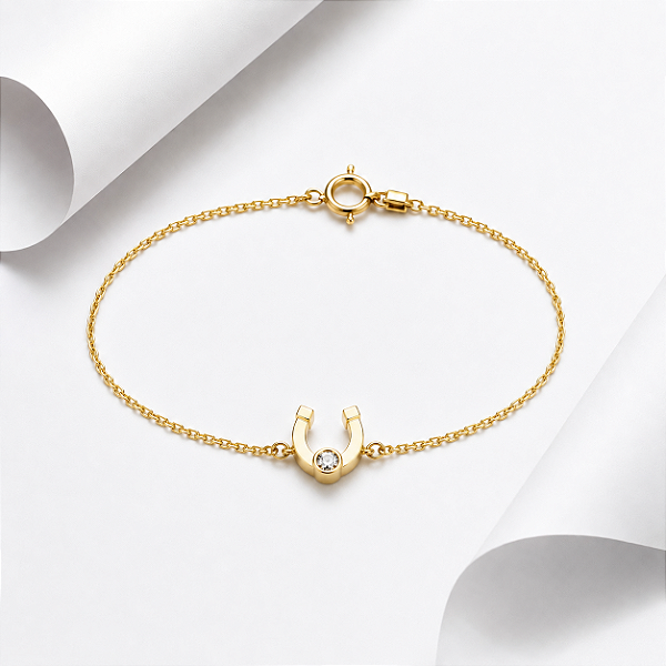 Pulseira ferradura Lumieri em prata 925 banhada a ouro 18k