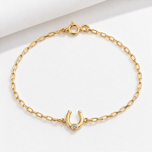 Pulseira ferradura Lumieri em prata 925 banhada a ouro 18k