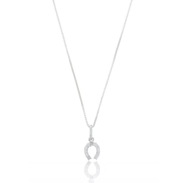Colar ferradura zircônia prata 925