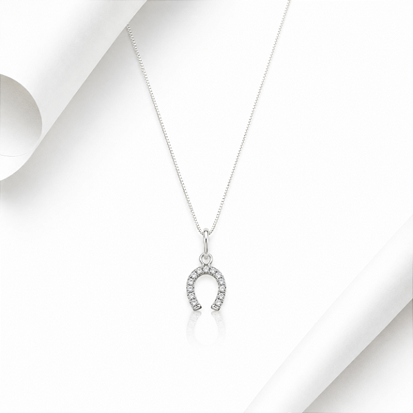 Colar ferradura zircônia prata 925