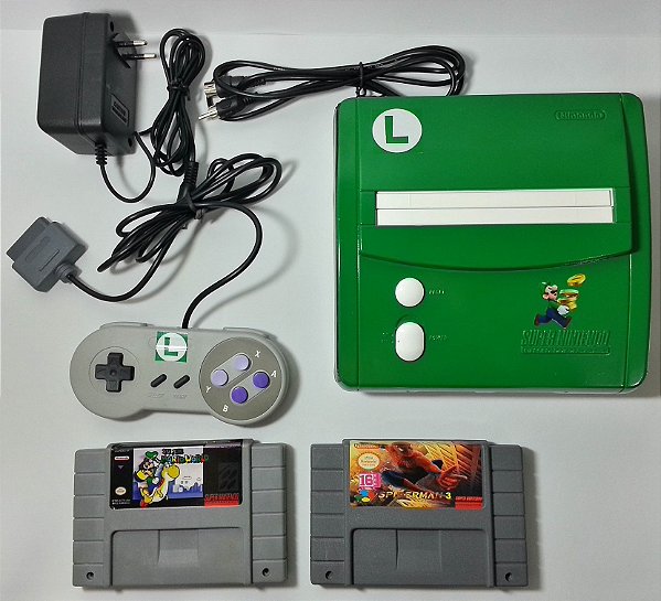 Super Nintendo Baby Personalizado Luigi + 2 jogos - SNES