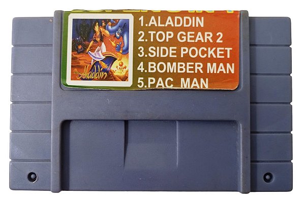 5 in 1 (Aladdin - Topgear 2 - Side Pocket - Bomberman - Pac-man) - SNES