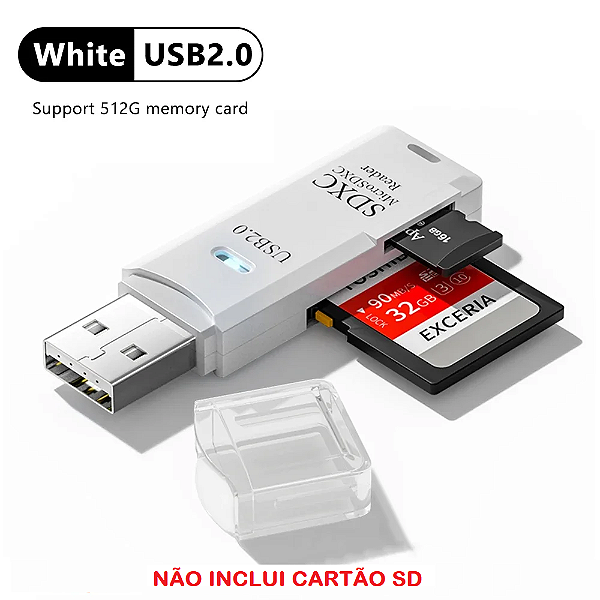 Adaptador Leitor de cartão SD e Micro SD USB 2.0