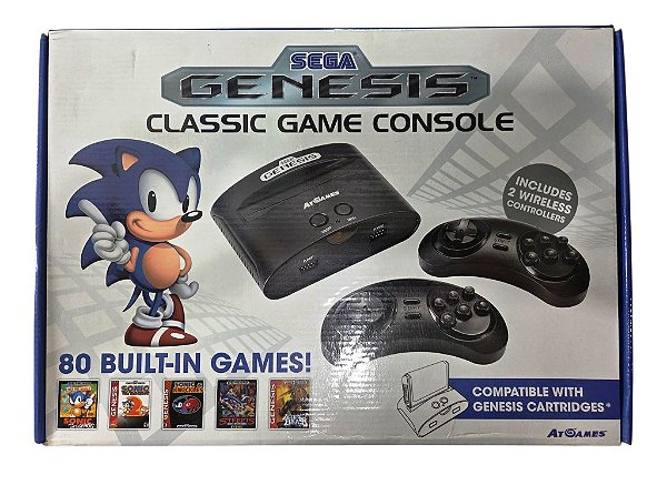 Console GENESIS (MEGA DRIVE) 80 JOGOS NA MEMÓRIA - AT Games