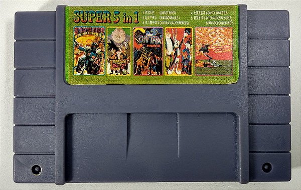 Super 5 in 1 (Sunset Riders - ISS Deluxe - Contra e mais) - SNES