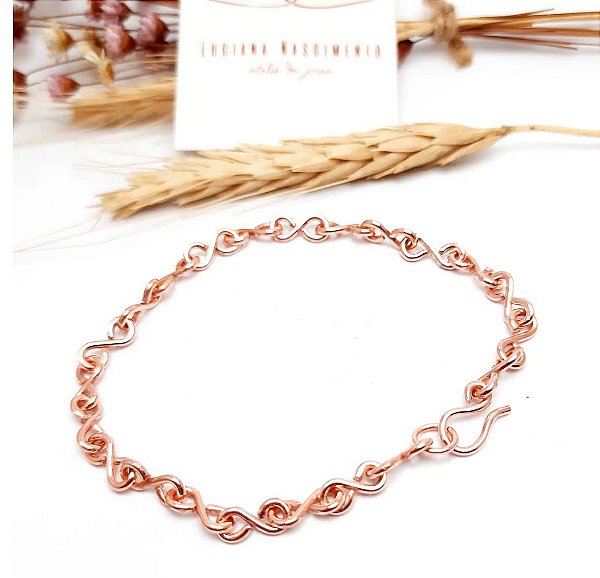 Tornozeleira em cobre puro - modelo “infinito”
