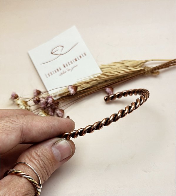 Pulseira Cobre Puro Trançada Grossa