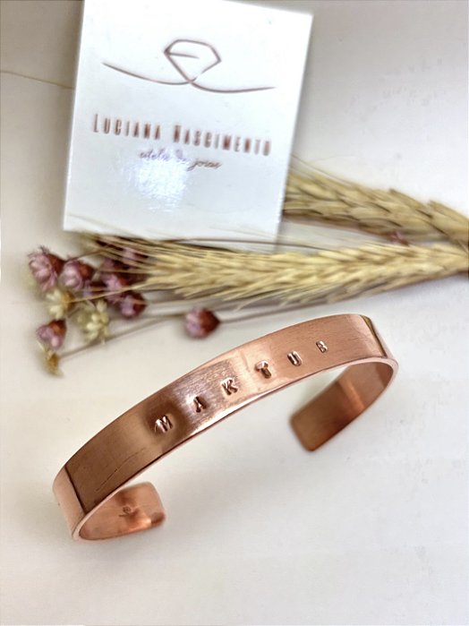 Pulseira Personalizada em Cobre Puro - Larga (escolha sua palavra)