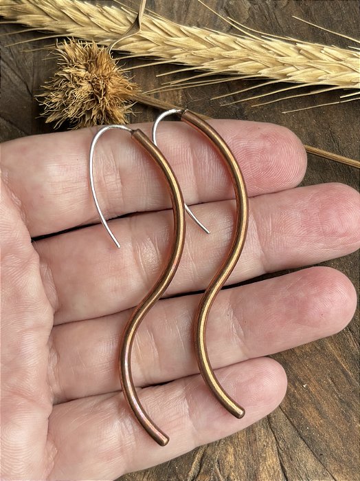 Brinco Ondas em Cobre Puro com gancho de prata
