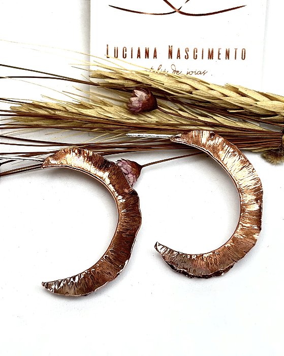 Argola Seiva em Cobre Puro e Pinos de Prata