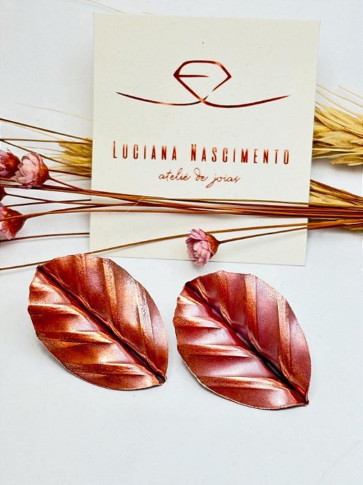 Brinco Seiva Traço em Cobre Puro e Pinos de Prata