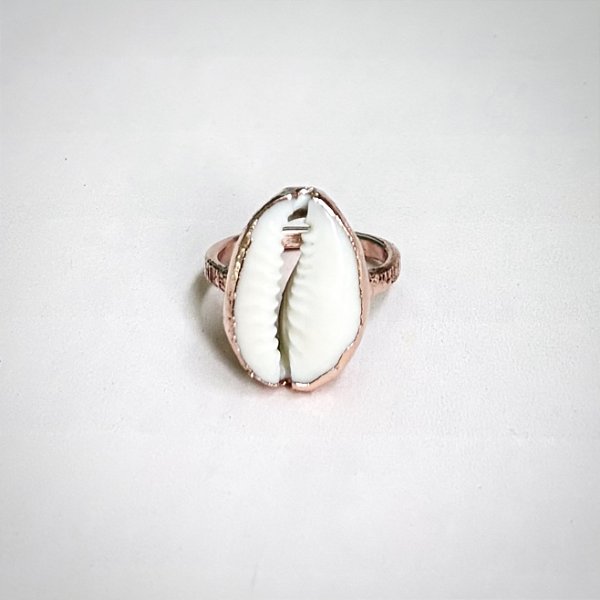 Anel Búzio Natural com Cobre