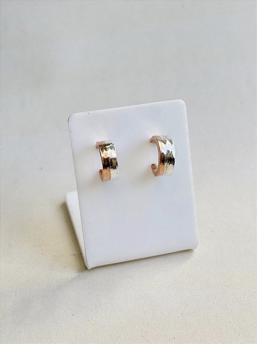 Mini Argola Duo em Cobre e Prata