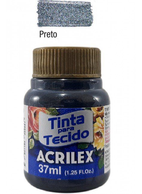 TINTA PARA TECIDO METALICA 37ML PRETO ACRILEX