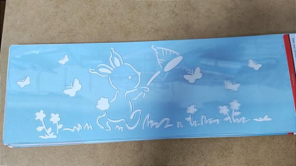 STENCIL 10X30 - COELHO E BORBOLETAS I