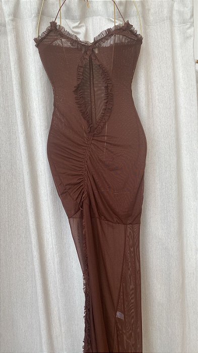 Vestido Sarah Tule Marrom