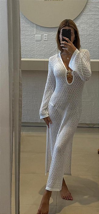 Vestido Longo Tricô Branco